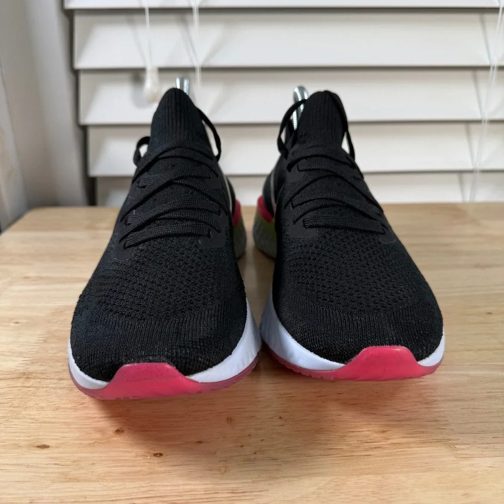 Nike Epic React Flyknit 2 Sneakers Mens Black Low Top Running Athletic Shoes - 8